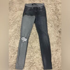 Hudson Skinny Jeans with Rip and Zipper